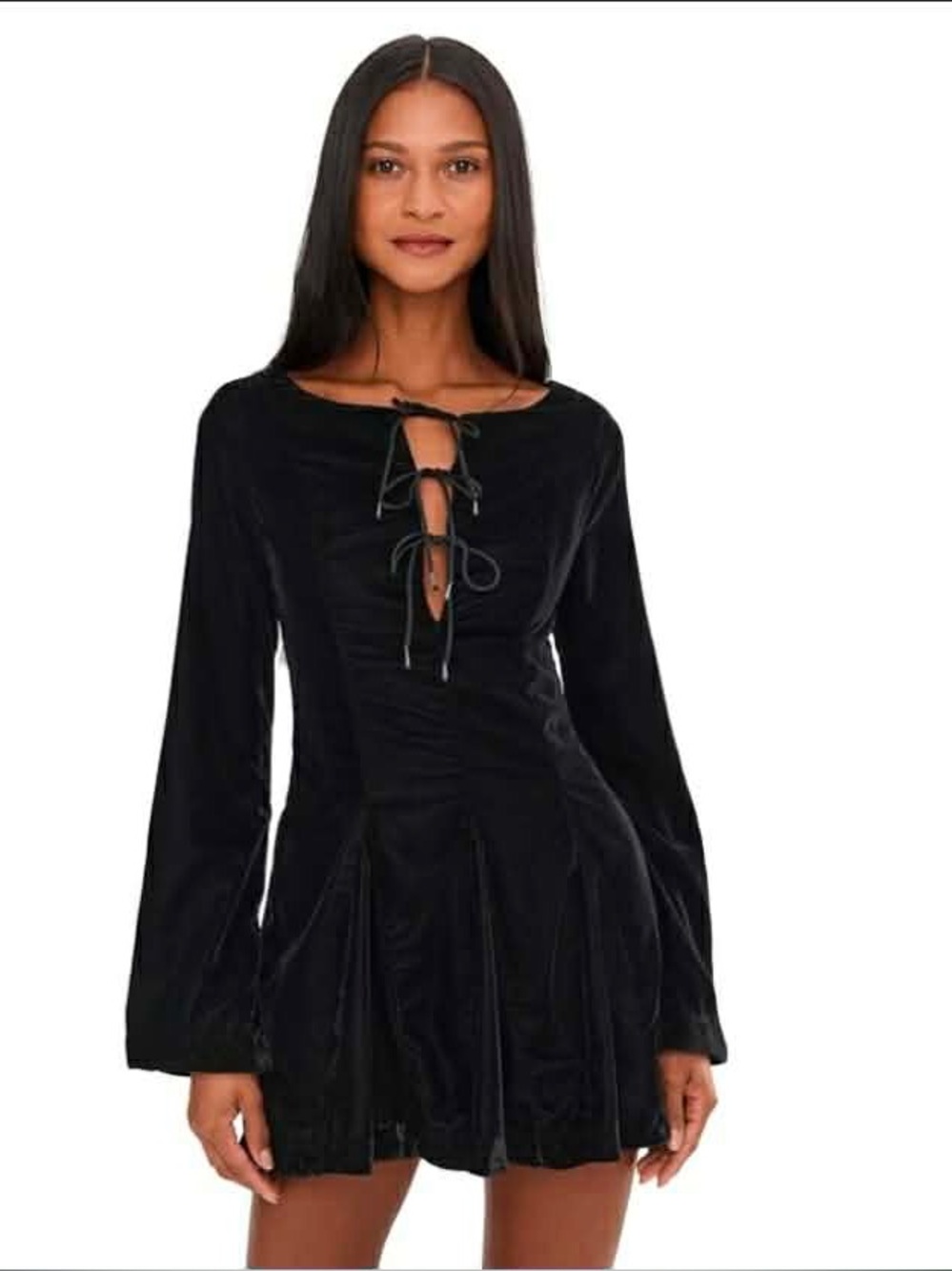 Free People Linney Velvet Mini Dress in Black - Women's size 4 (SMALL)